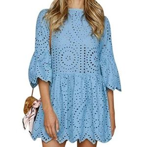Sky blue eyelet mini dress